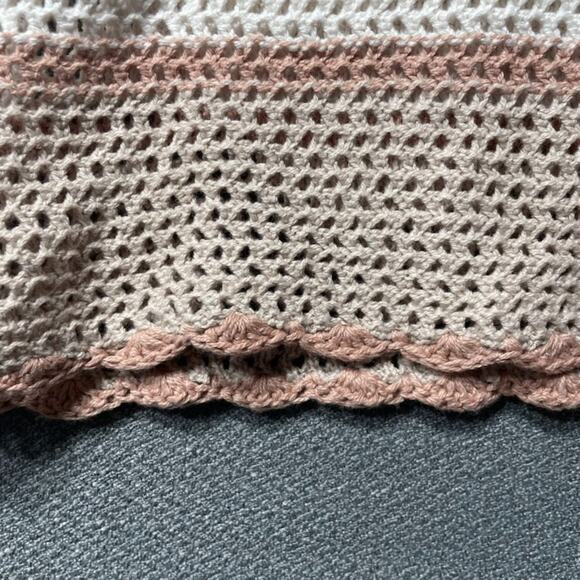 Hippie Rose Cropped Crochet Scallop Bell Sleeve Sweater M Boho Y2K Cottagecore - Picture 7 of 11